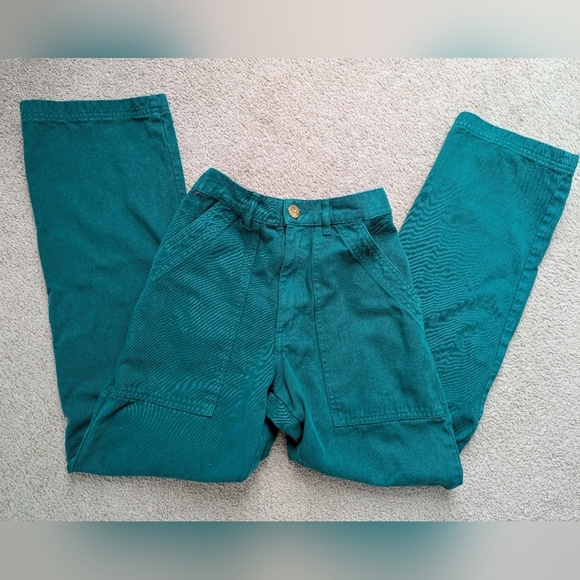 Big Bud Press Sun Baby Teal Green Cotton Work Pants Unisex XXS - Picture 1 of 15